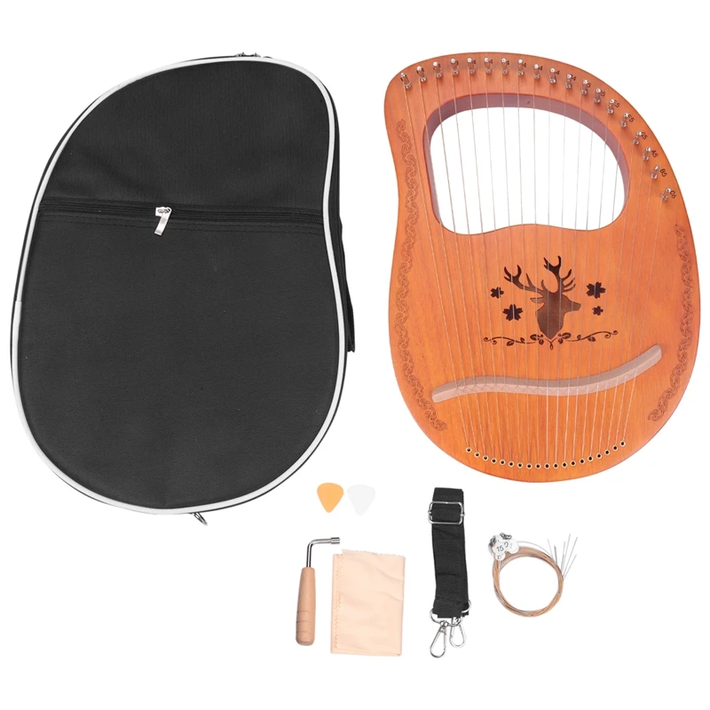 

Lyre Harp, 16-струнный инструмент из красного дерева и фанеры с инструментом для настройки гаечных ключей и сумкой для хранения и инструментом дл...