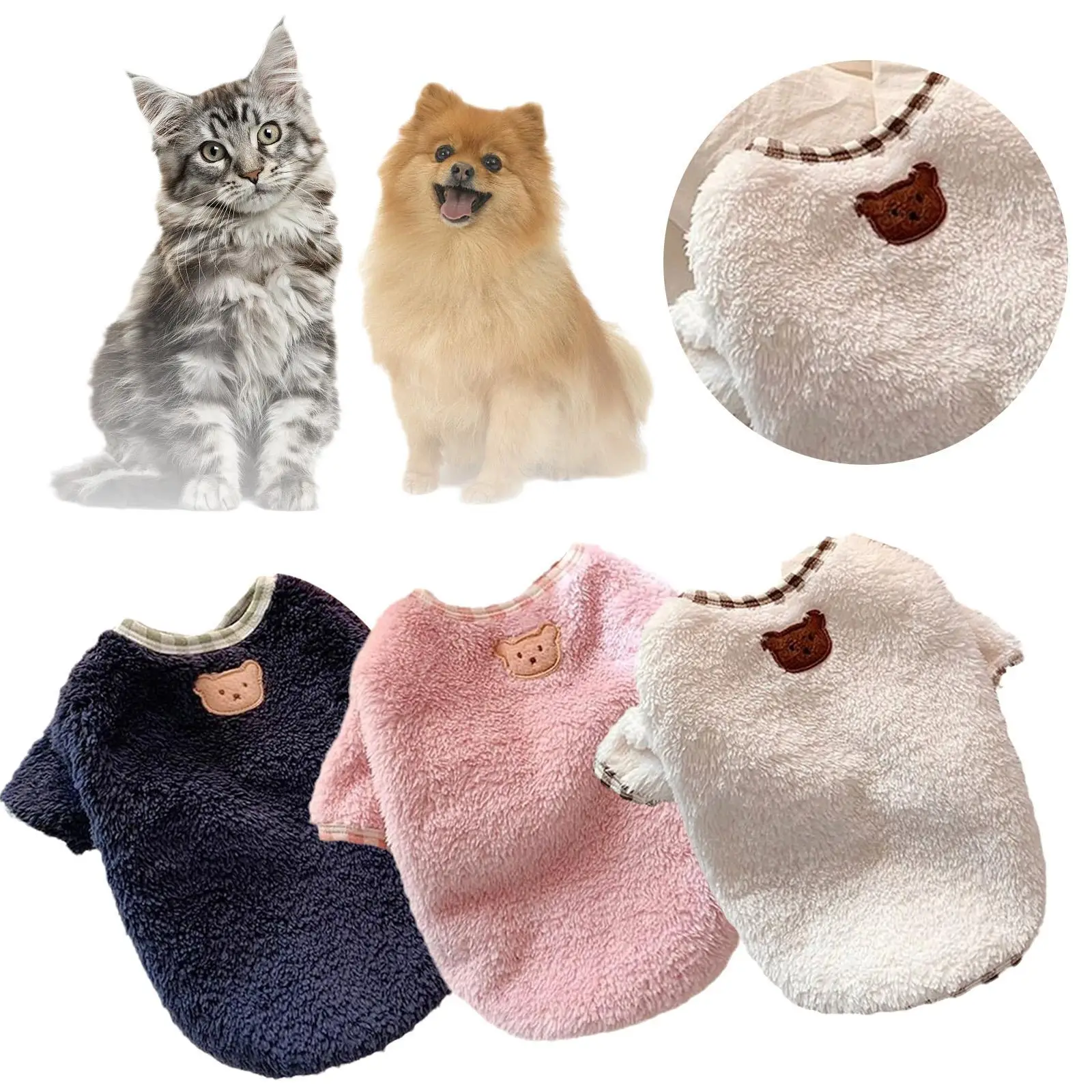 

Pet Dog Cat Plush Vest Cute Warm Soft Clothes Sweater Coat Warm Vest Puppy Soft Coral Fleece Cat Shirt Dog Vest Pet Dog Clothes