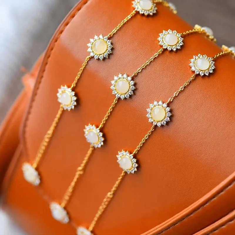 Женский браслет из халцедона Элегантное Изысканное ювелирное изделие с