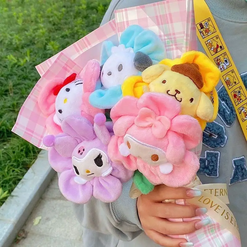 

Sanrios букет кавайная милая плюшевая кукла Kuromi Hello Kitty мультяшная Игрушка Аниме настольное украшение цветок подарок для девушки пары