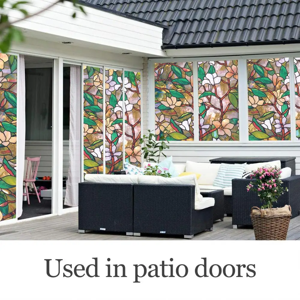 Магнолия витражное окно пленка для дома статическая липкая конфиденциальность