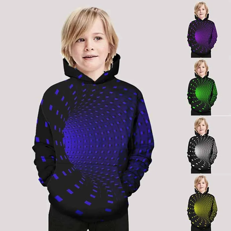 

Свитер детский с круглым вырезом, карманами и капюшоном, на осень/зиму