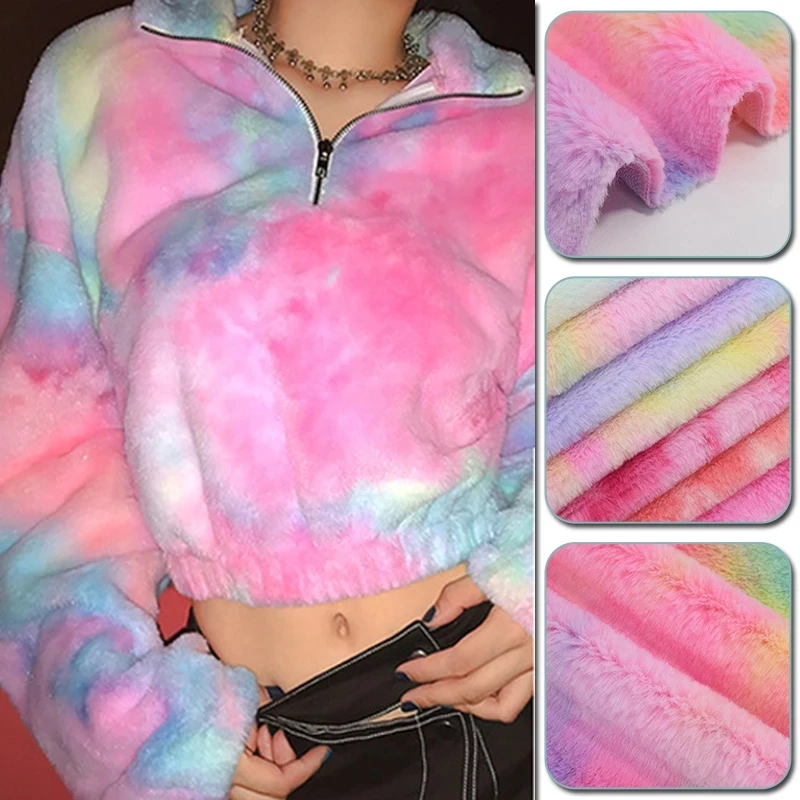 100x160 см Радужная градиентная искусственная кроличья плюшевая меховая ткань для