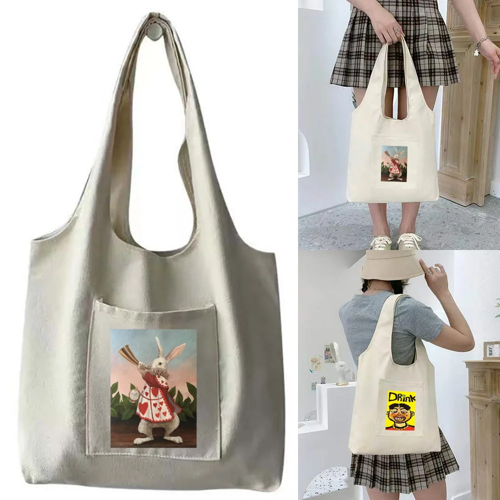 

Модная сумка для покупок, Женская дорожная Портативная сумка-мессенджер с забавным принтом, для хранения мелочей, можно мыть, вместительные сумки-жилеты