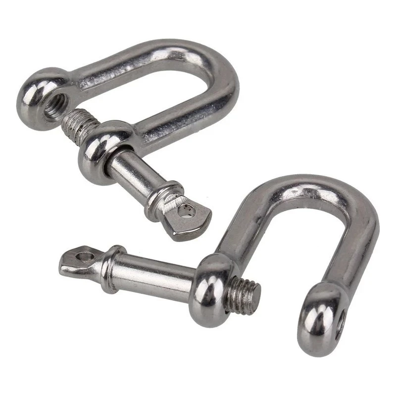 

2 PCS 304 Stainless Steel M8 Boat Rigging Euro D Type Connecting Ring Key Pin Marine Shackle Rigging Accessories