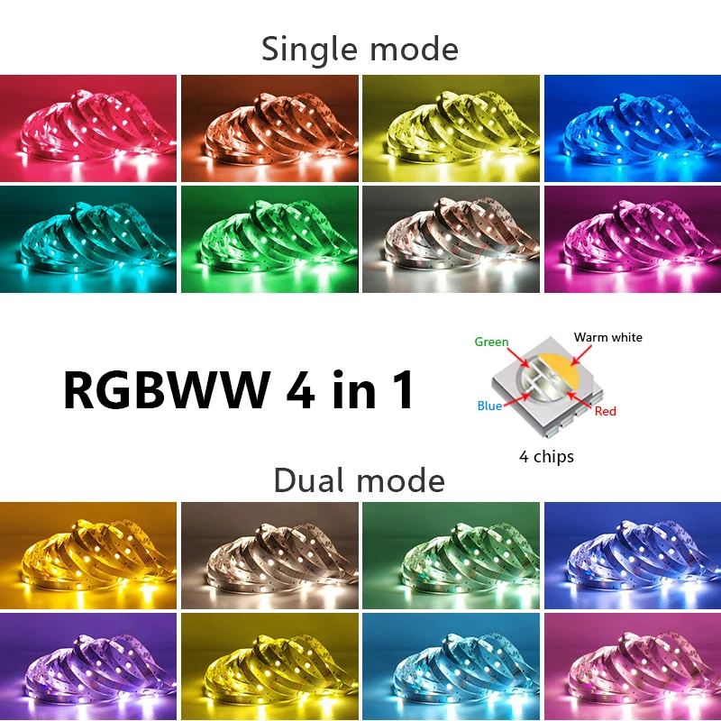 Светодиодная лента RGB SMD2835 RGBWW 5050 гибкая сделай сам с адаптером |