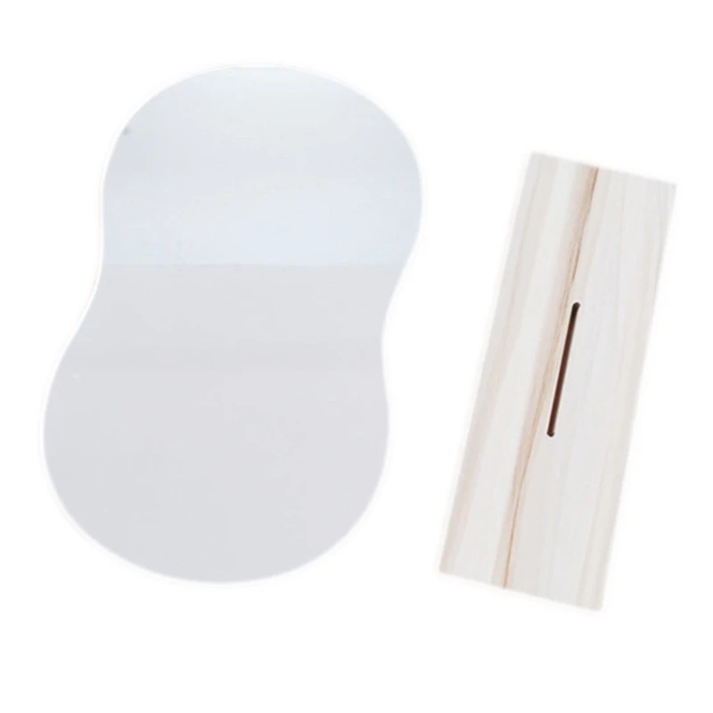

L182 Irregular Makeup Mirror Cosmetic Ins Acrylic Mirror Desktop Home Decorative with Wooden Base for Living Room Bathroom