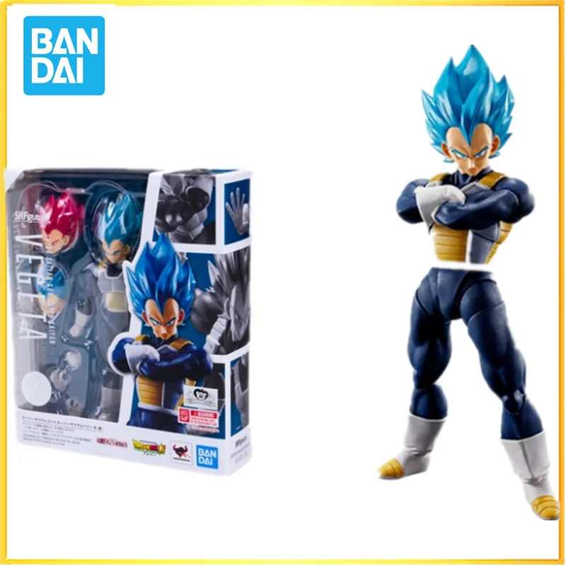 

Bandai Genuine Dragon Ball Anime S.H.Figuarts Vegeta IV Action Figures Collectible Model Super God Blue Hair Toys Gifts for Kids