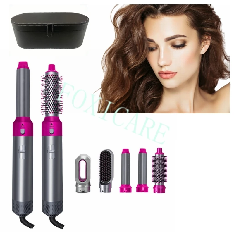 

5 в 1 одноэтапный фен и объемный вращающийся Фен-щетка выпрямитель для волос Расческа Автоматическая бигуди Фен для завивки волос