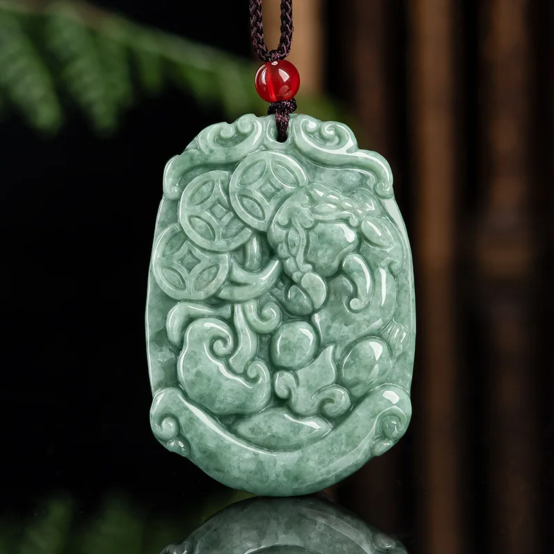 

100％ Natural A Goods Jadeite PiXiu Pendant Attract Wealth Men's Necklace Women's Pendant Hand-carved Jade Fashion Charm Jewelry