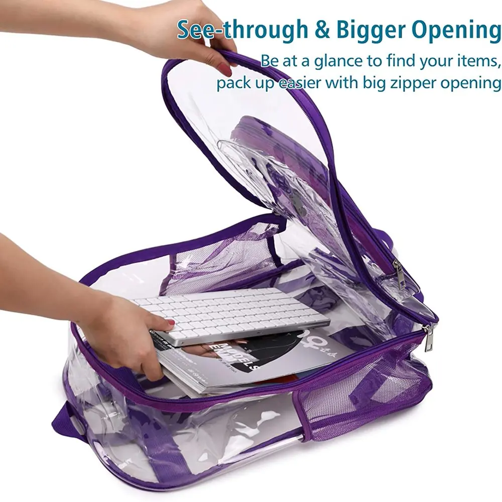 Heavy Duty Transparent Clear Backpack See Through Backpacks for School,Sports,Work,Stadium,Security Travel,College