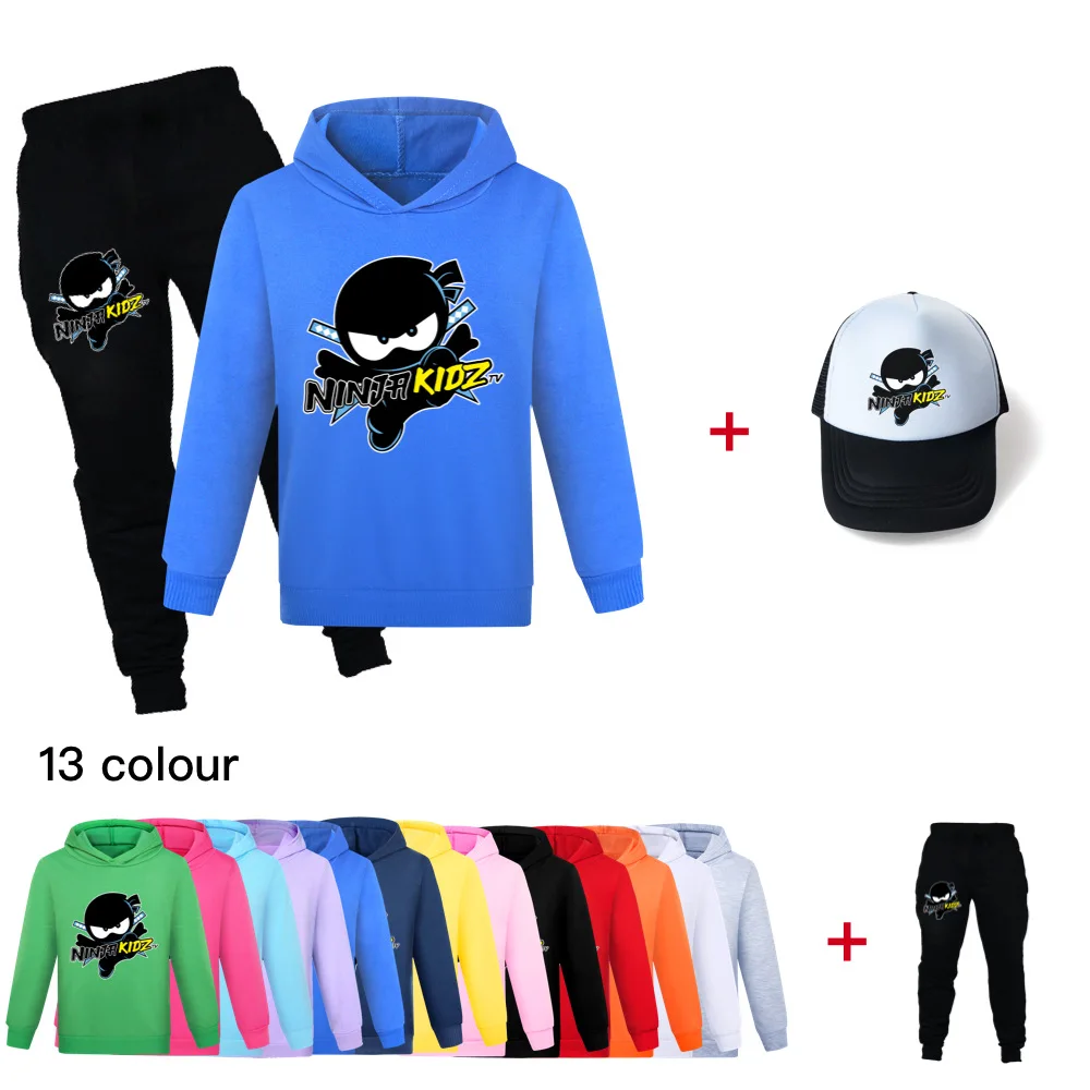 

Fashion Boy Girl New Year Clothes Spring Autumn Children's NINJA KIDZ Sweater,Pants and hat 3pcs Set Children's Suit 2-16year