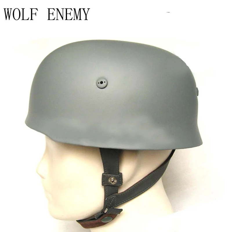 Capacete de Aço da Segunda Capacete com Forro de Couro Cinza para Paraquedas Guerra Mundial Capacete 2 M38