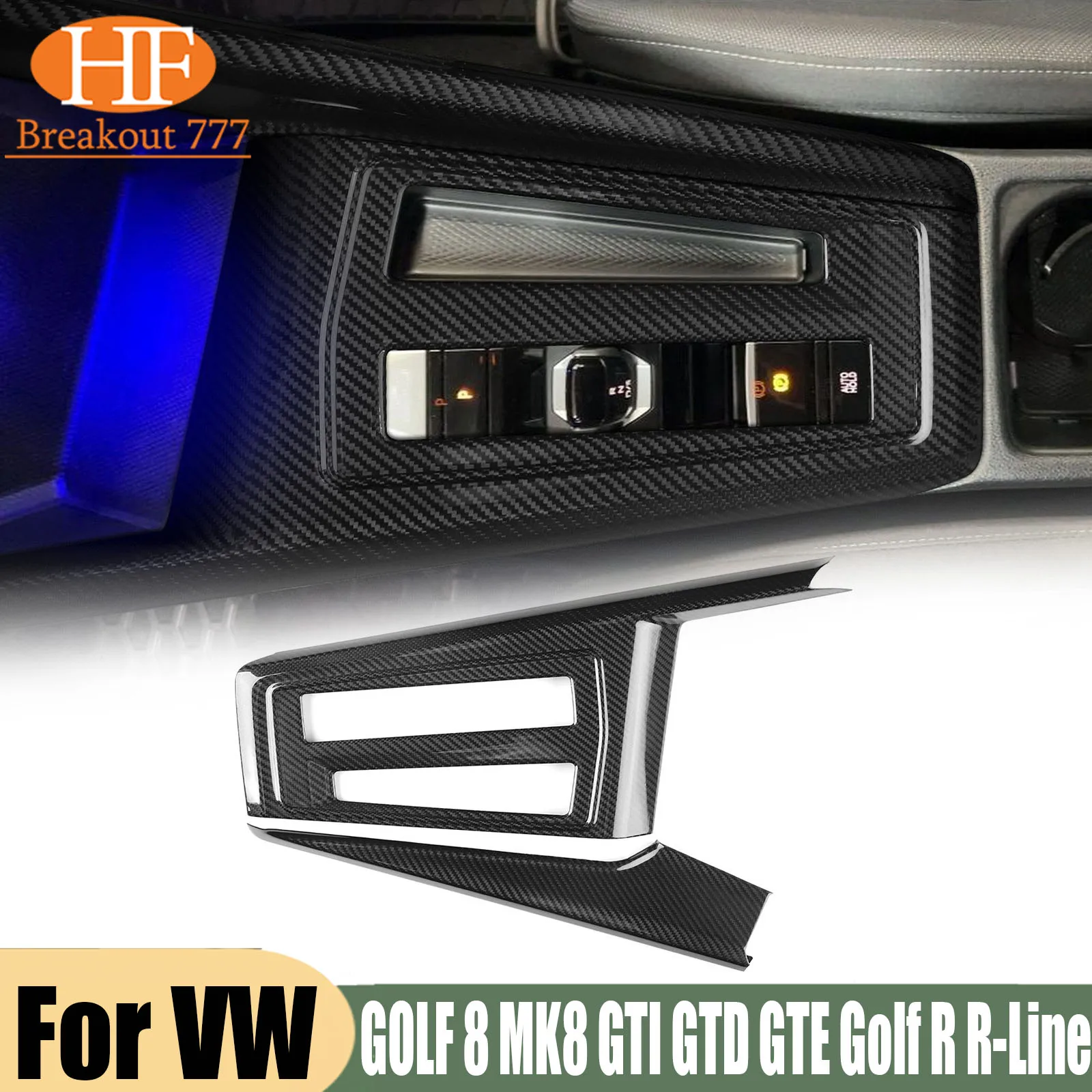 Фото Для VW GOLF 8 MK8 GTI GTD GTE Golf R R-Line 2021-2025: Накладка на центральную консоль для рычага переключения передач №1