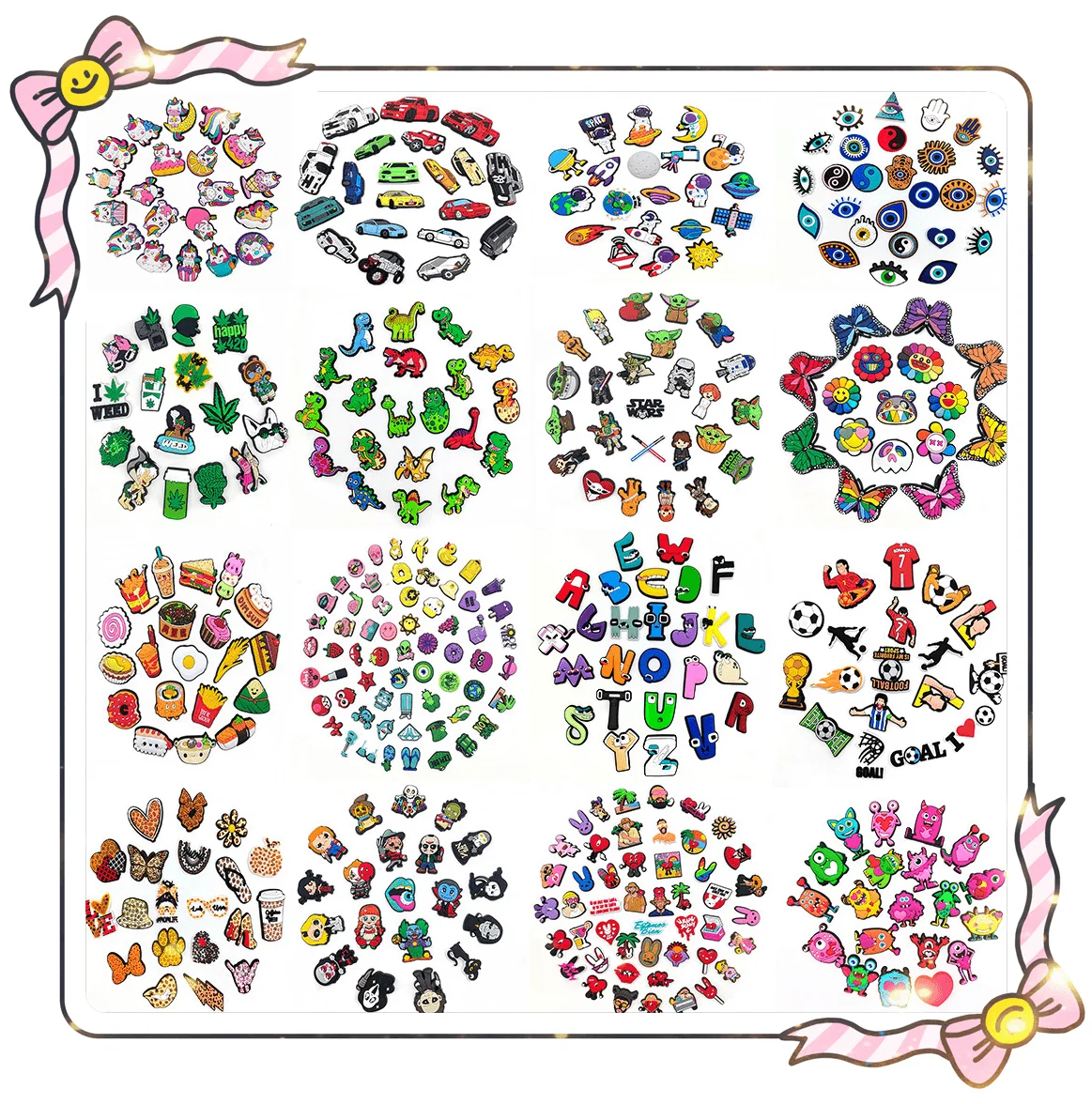 

Набор для обуви jibz, 32 вида, забавные украшения для обуви «сделай сам», Кроксы, аксессуары для обуви, сандалии, декоративная пряжка, Детские аксессуары, подарки