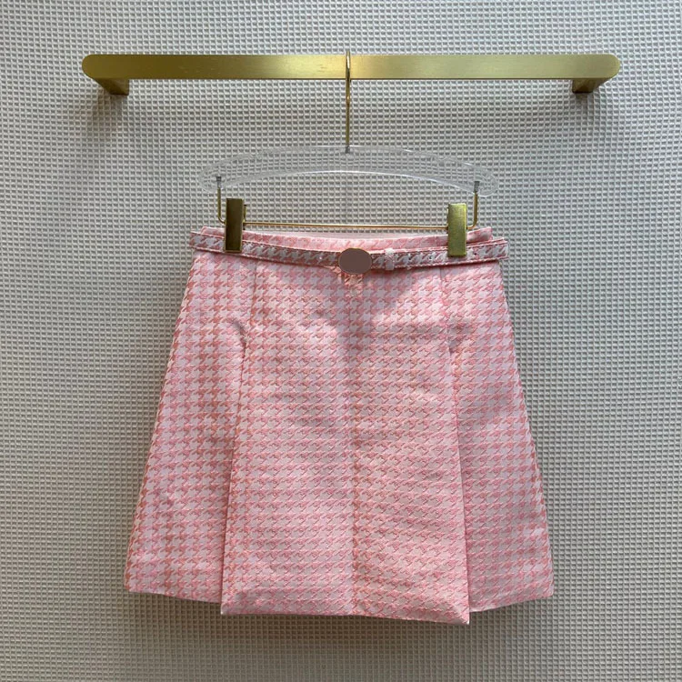 

High-end 2 Color Plaid Skirts for Women Top Quality 3D Cut High Waist Slim Skirts Elegant A-line Mini Skirts Lady Spring 2022