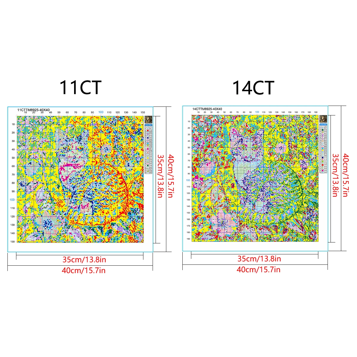 Фото 1 шт., 40x40 см/15,7x15,7 дюйма, 11CT/14CT, набор для вышивки крестом с принтом, набор для вышивки крестом для взрослых, начинающих, расслабленный набор для вышивки крестом №2