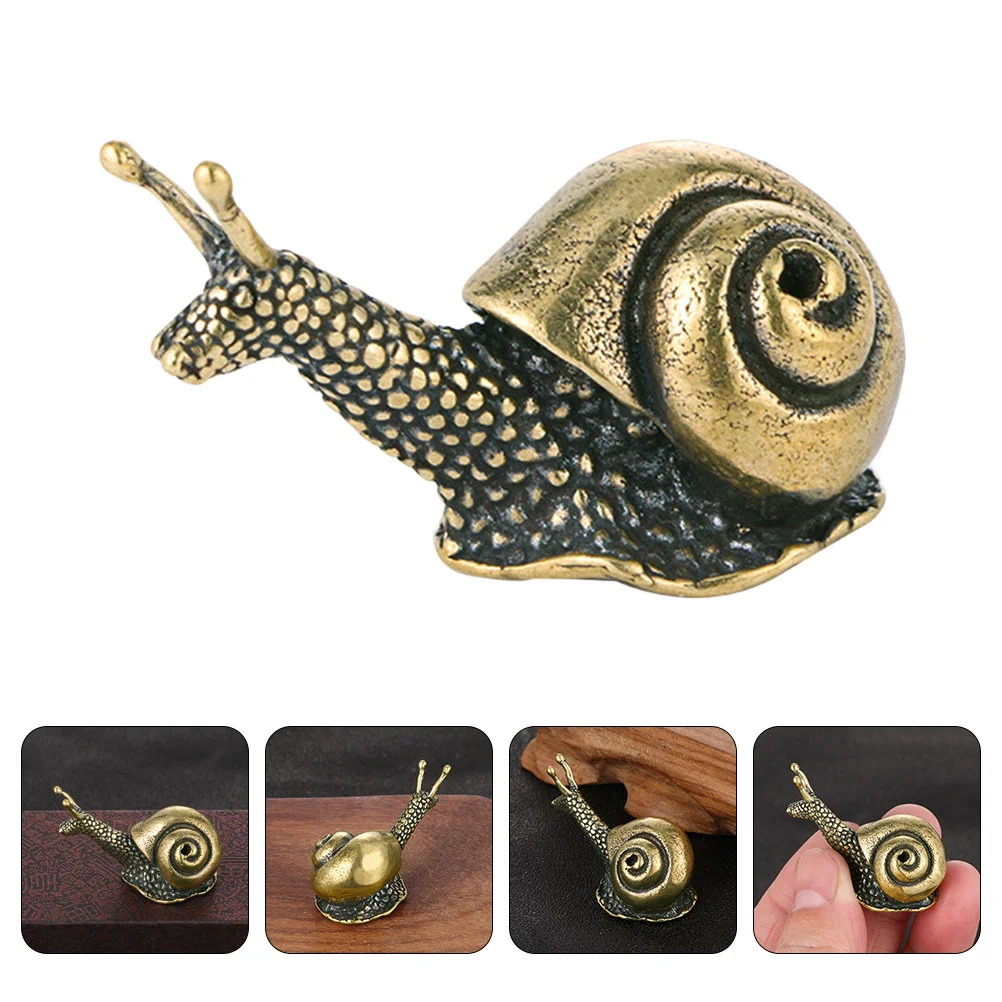 

Snail Animal Figurine Mini Statue Ornament Miniature Brass Figurines Decor Garden Cute Copper Pet Retro Ornaments Tea Sculpture