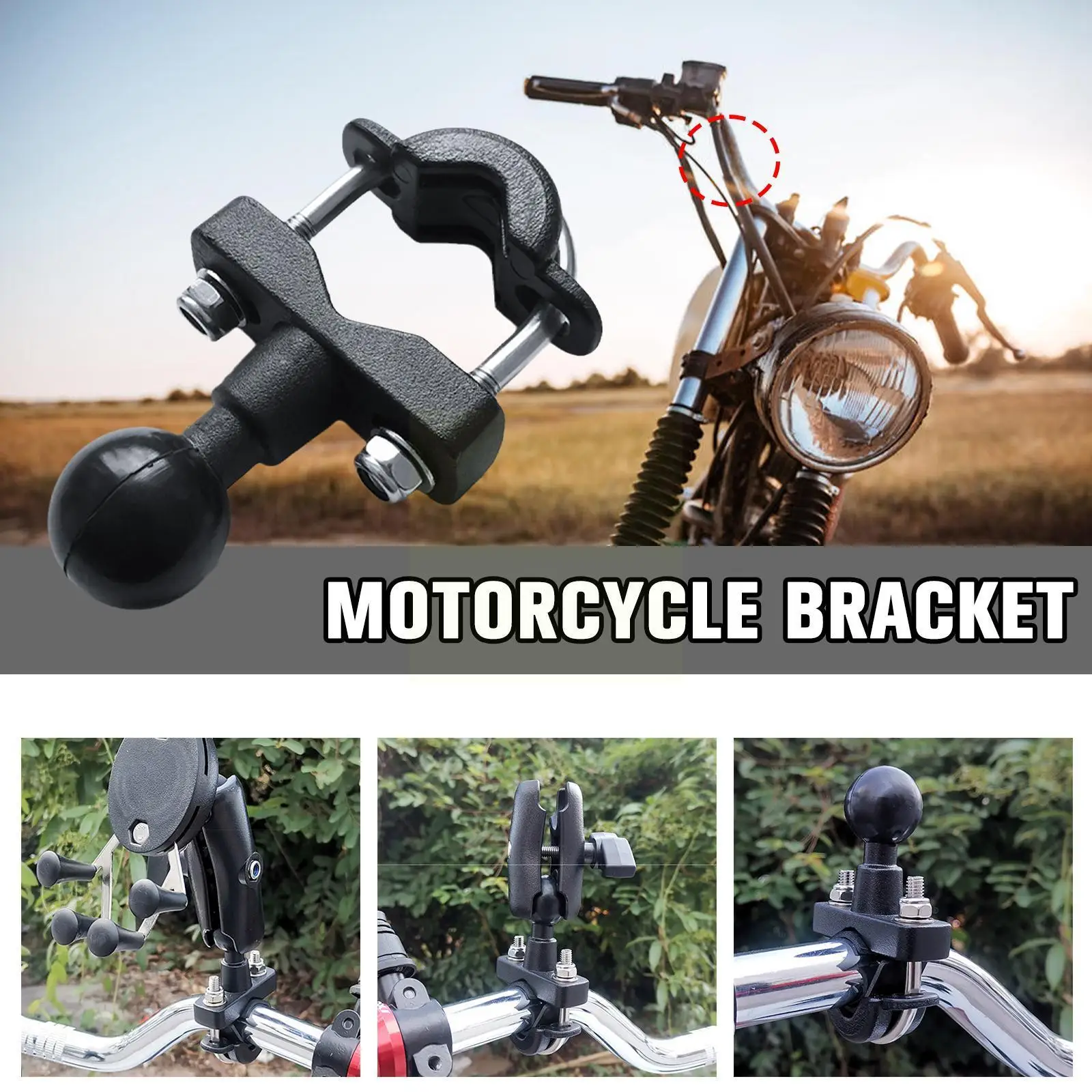 

1 Inch Ball U-bolt Motorcycle Handlebar Bike Rail Rod Mount Base For Camera Smartphone For Ram Mount C0o4