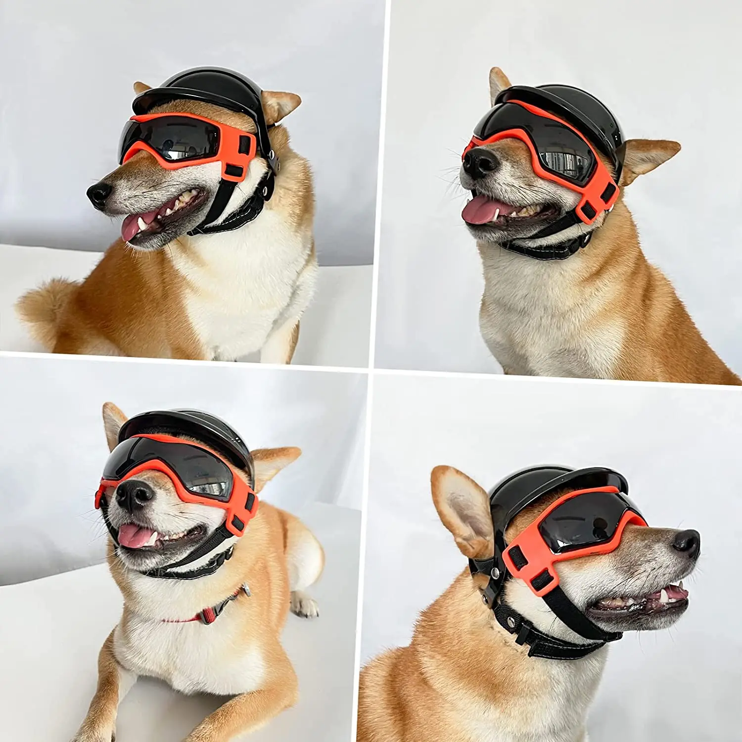 Dog Sunglasses Pet Helmet Set with Dog Goggles,Dust Wind UV Protection Dog Glasses Dog Helmet and Goggles Dog Motorcycle Helmet images - 6