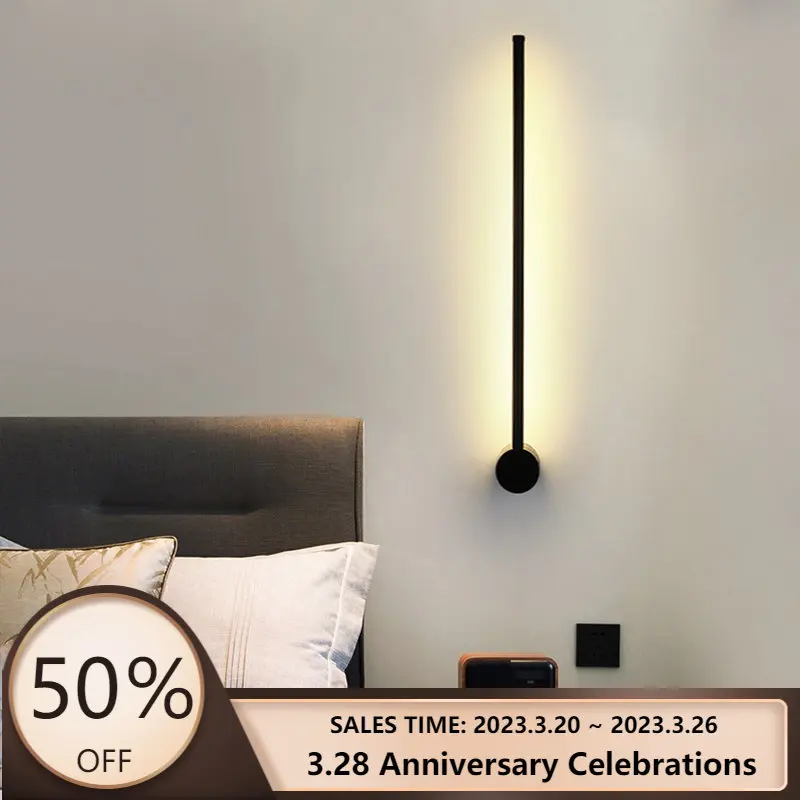 12W/24W Creative Simple LED Wall Lights Kitchen Living Room Bedside Lights Minimalist Indoor Black Gold Iron Led Lights Fixtures