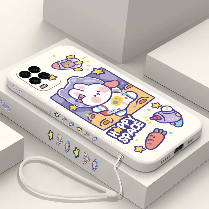 

Bunny Astronaut Couple Phone Case For Xiaomi Mi CC9 12 12X 11 11T 8 9 9T 10 10T Pro Lite Ultra SE CC9e 5G Liquid Silicone Strap