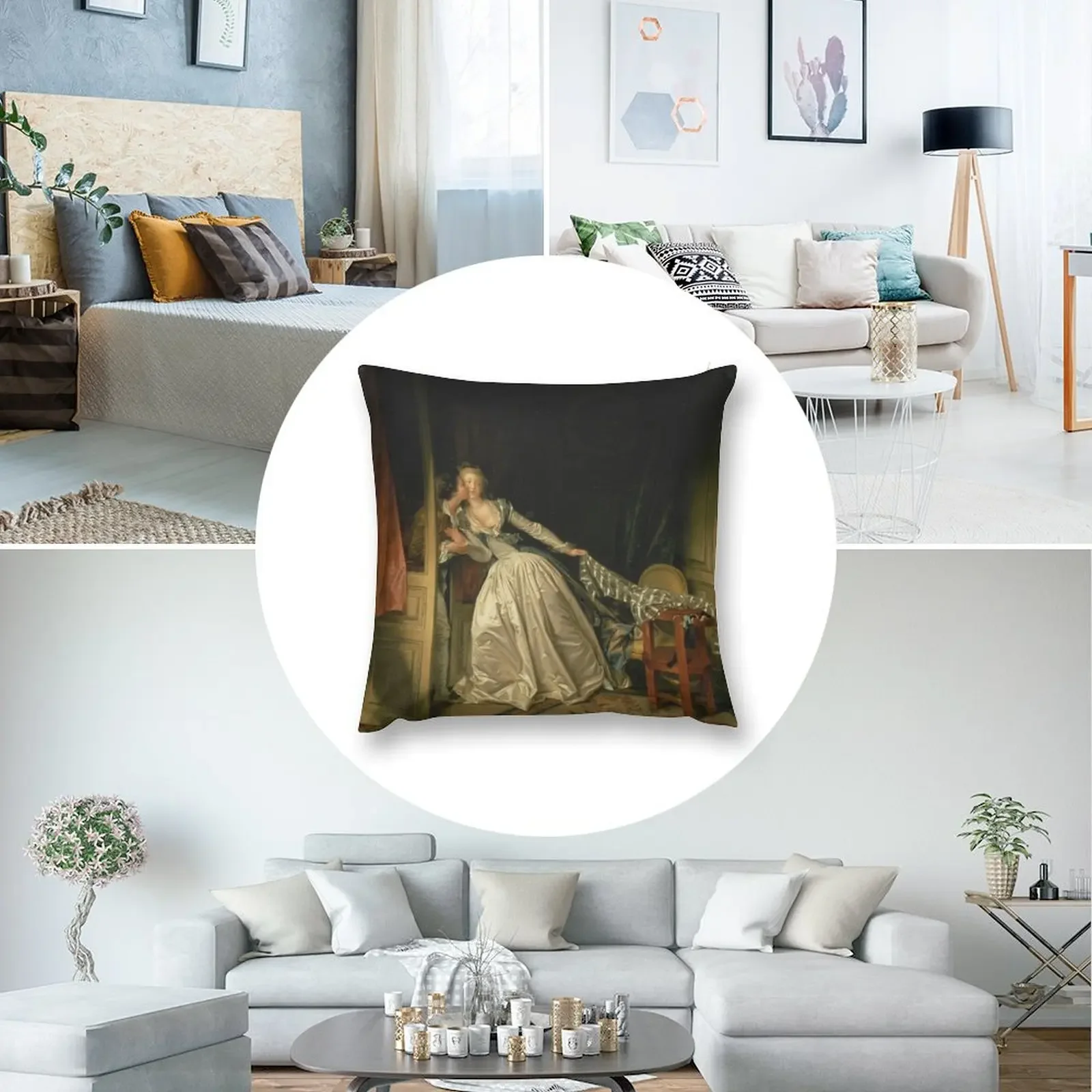 The Stolen Kiss - Jean-Honoré Fragonard Декоративная подушка Предметы для украшения комнаты