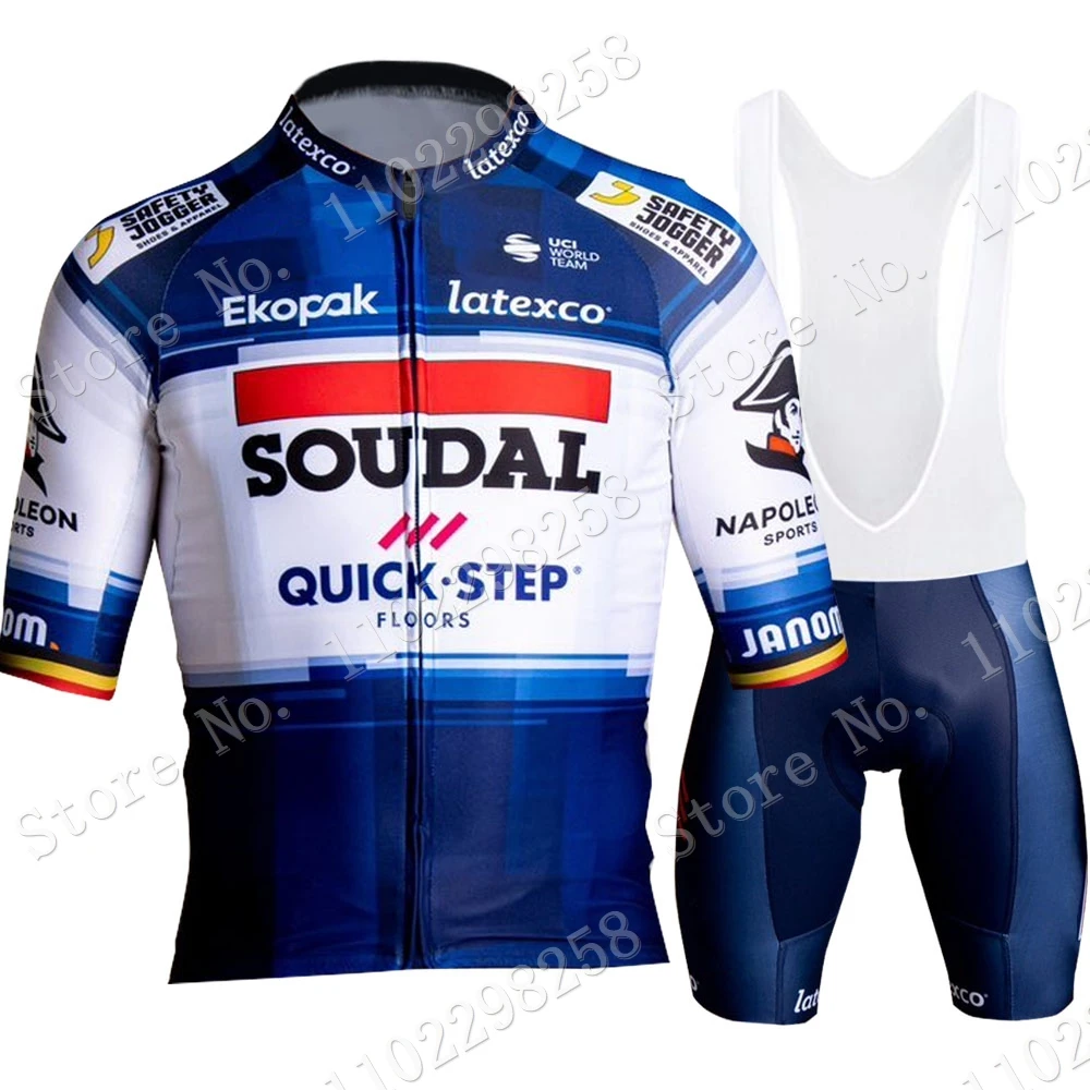 Belgium Soudal Quick Step Cycling Jersey 2023 Set Short Cycling Clothing Road Bike Shirts Suit Bicycle Bib Shorts MTB Wear Ropa