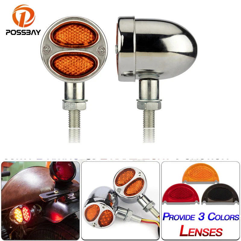 

POSSBAY 1 Pair Motorcycle Turn Signal Indicator Running Brake Light 12V Universal Turning Lamp Bulb Motorbike Lamps Bike Lamp