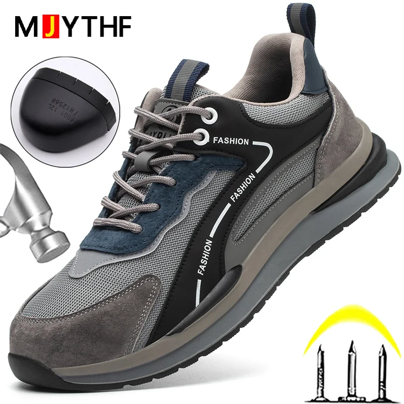 

High Quality Men Sport Safety Shoes Steel Head Anti-smashing Anti-piercing Work Shoes Reflective Fashion Indestructible Shoes