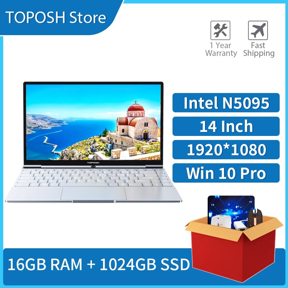 

Ноутбук Intel Celeron N5095, 14,1 дюйма, 12 Гб ОЗУ, ТБ SSD