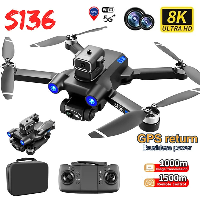 

S136 GPS Drone 4K HD Dual Camera Professional Aerial Photography Obstacle Avoidance Brushless Helicopter Foldable RC Quadcopter