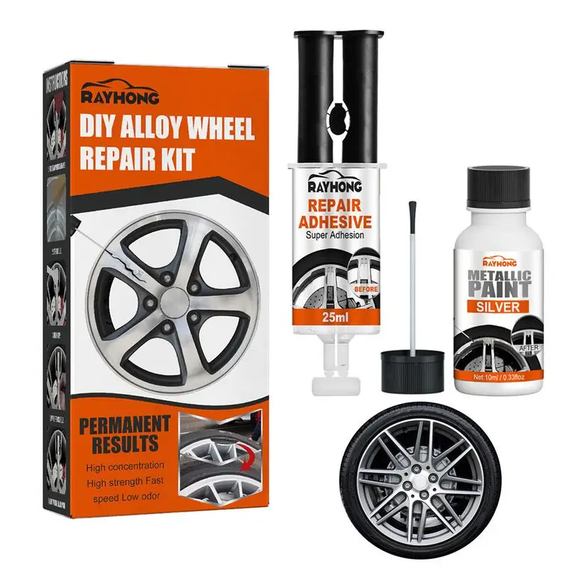 

Wheel Scratch Repair Kit Alloy Rim Scrapes Scratches Remover Silver Wheel Paint Car Rim Repair Kit Fix Quick And Easy Wheel