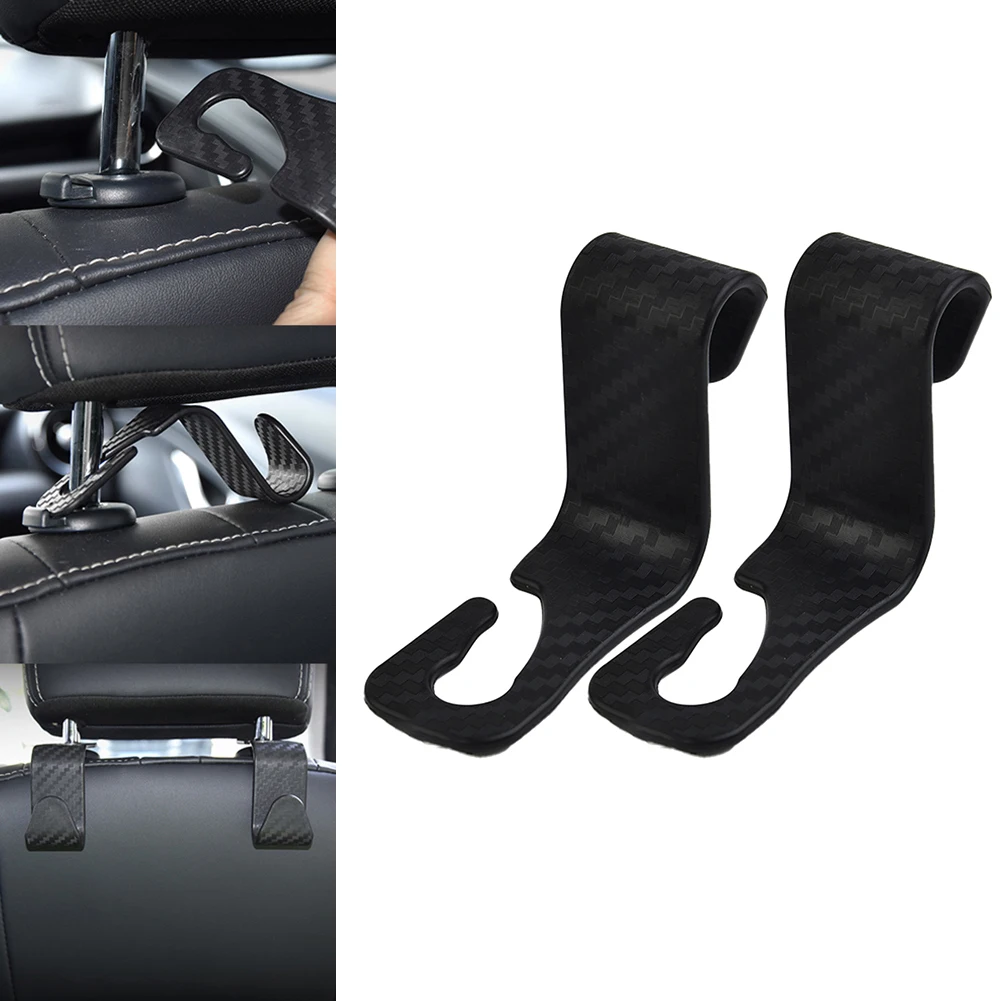 

Car Interiors Hook Storage Hook 2pcs ABS Back Seat Carbon Fiber Headrest Hooks Seat Organizer Hanger High Quality