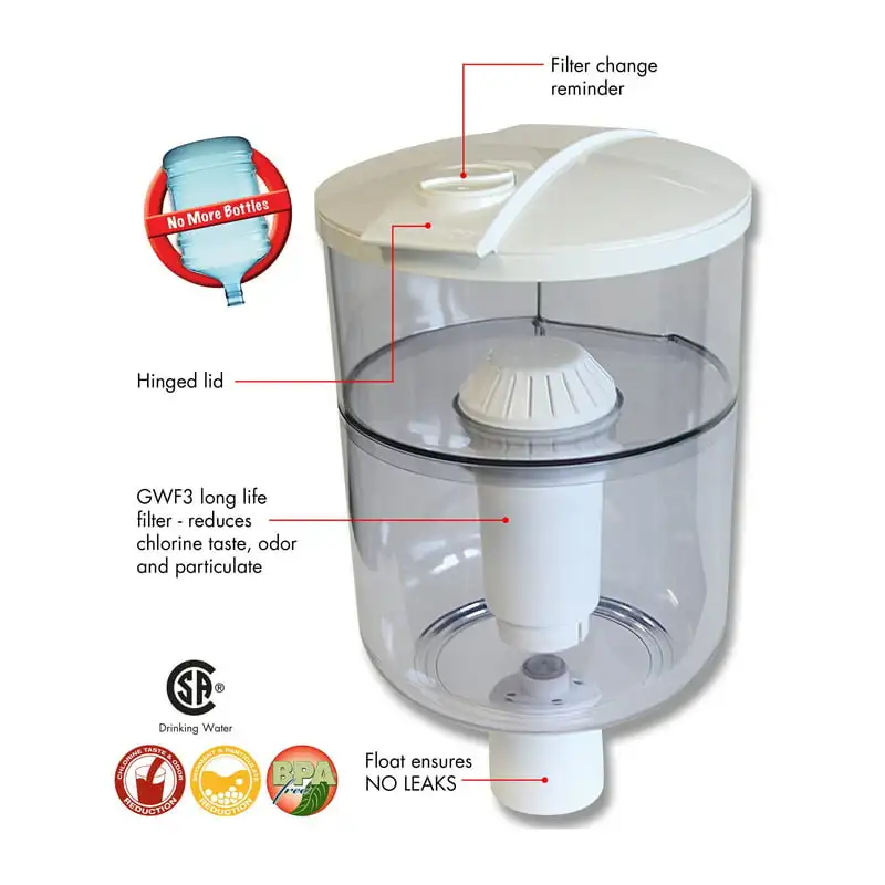 

Filtration Bottle System for Top-Load Water Dispensers, White Polyflouoroalkyl Brita maxtra Water purifier for drinking Distille