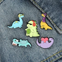 kawaii dinosaurs enamel pins custom animals brooch lapel badge bag cartoon jewelry gift for kids friends