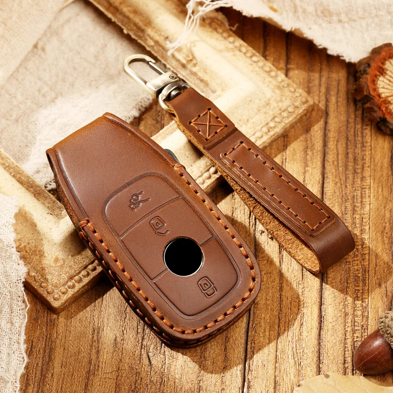 

Высококачественный кожаный чехол для автомобильных ключей, автомобильный брелок для ключей для Mercedes-Benz GLC GLA GLB E-Class E300 C-Class C200 S-Class