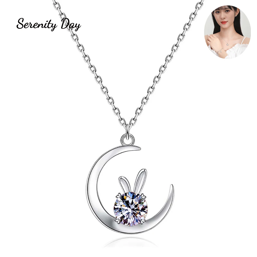 

Serenity Day 1ct Moissanite Necklace D Color VVS1 Diamond Test Passed S925 Sterling Silver Jewelry Plated 18k White Gold Gift