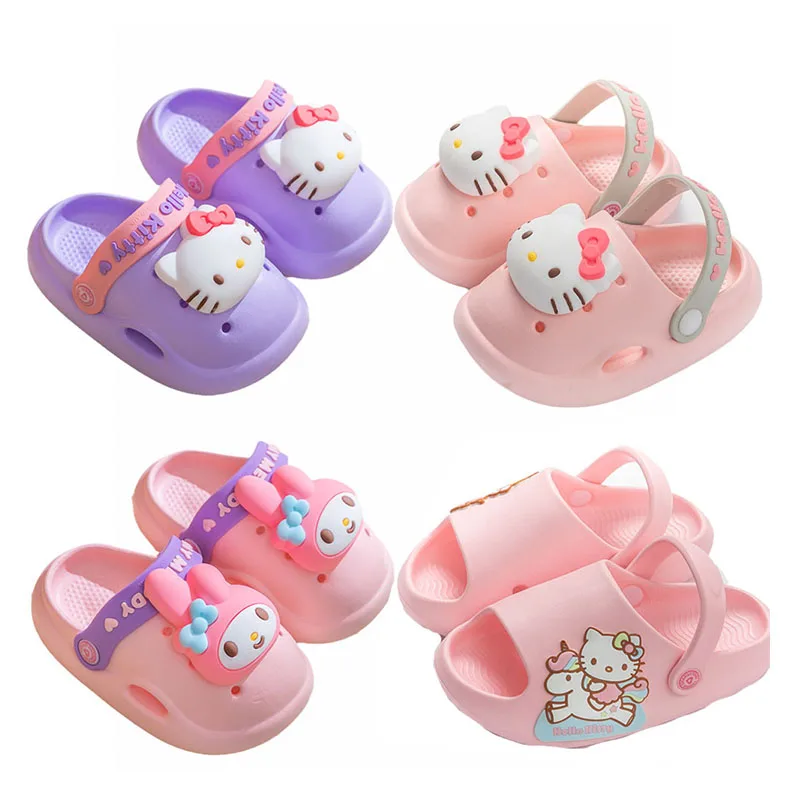 

Аниме Kawaii Sanrioed Kittys My Melody Kuromi Cinnamorol Onpompurin летняя обувь для девочек подарок на день рождения