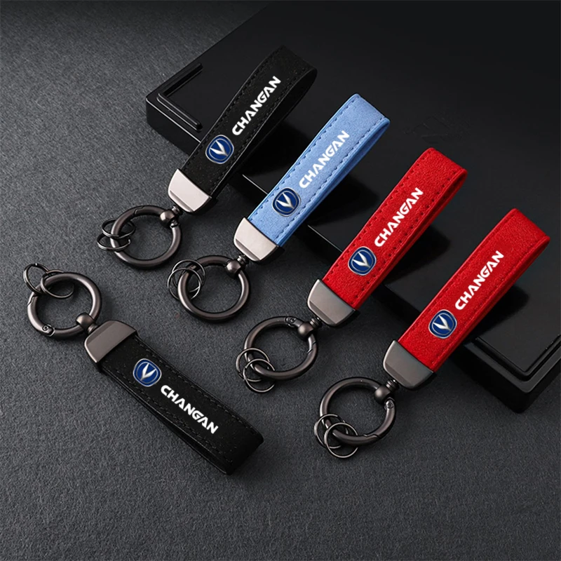 

Anti-Lost Car Key Pendant Split Rings Keychain Leather Keyring Auto Vehicle KeyChain For Changan CS35 CS75 CS85 CS95 CS15 CS55