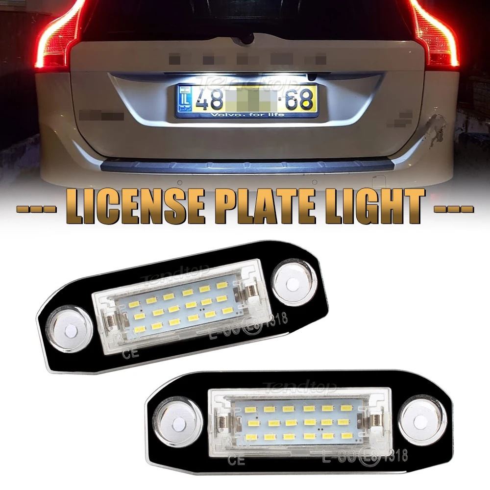 

2pcs Super Bright Canbus Error Free White LED Car License Plate Number Lights Lamp 12V For Volvo S60 V60 V50 XC60 XC70 XC90