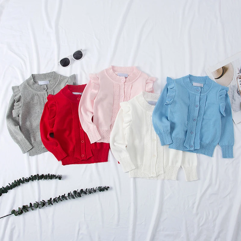 

Autumn Kids Baby Girls Long Sleeve Pure Color Hollow Out Cardigan Coat Baby Girl Jacket Girl Children Knitted Cardigan Coat