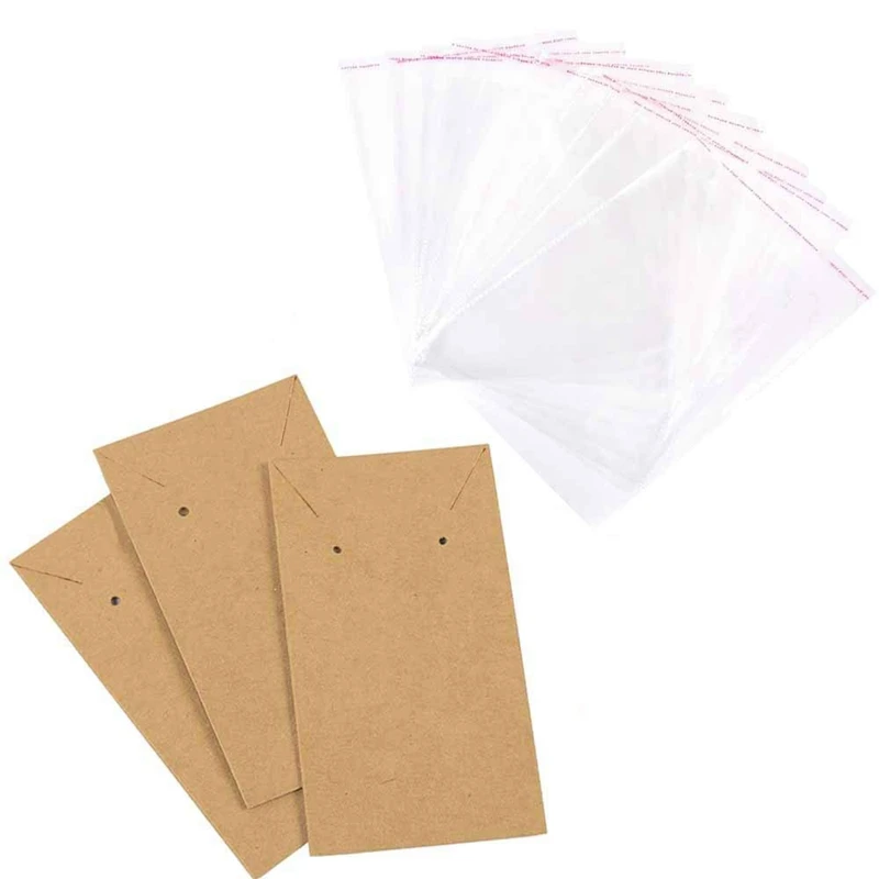 

Серьги и ожерелье, витринные открытки с 100 самозапечатывающимися сумками, серьги, яркие витринные открытки для сережек-гвоздиков, сережек