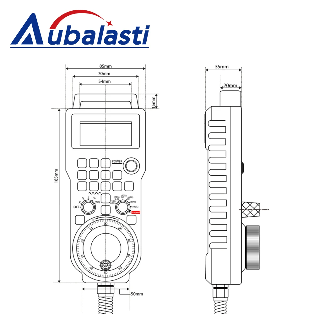 Фото Пульт управления Aubalasti XHC LHB04B (4-осевой/6-осевой) с подключением по кабелю, совместимый с Mach3, для станков с ЧПУ и гравировальных машин №1