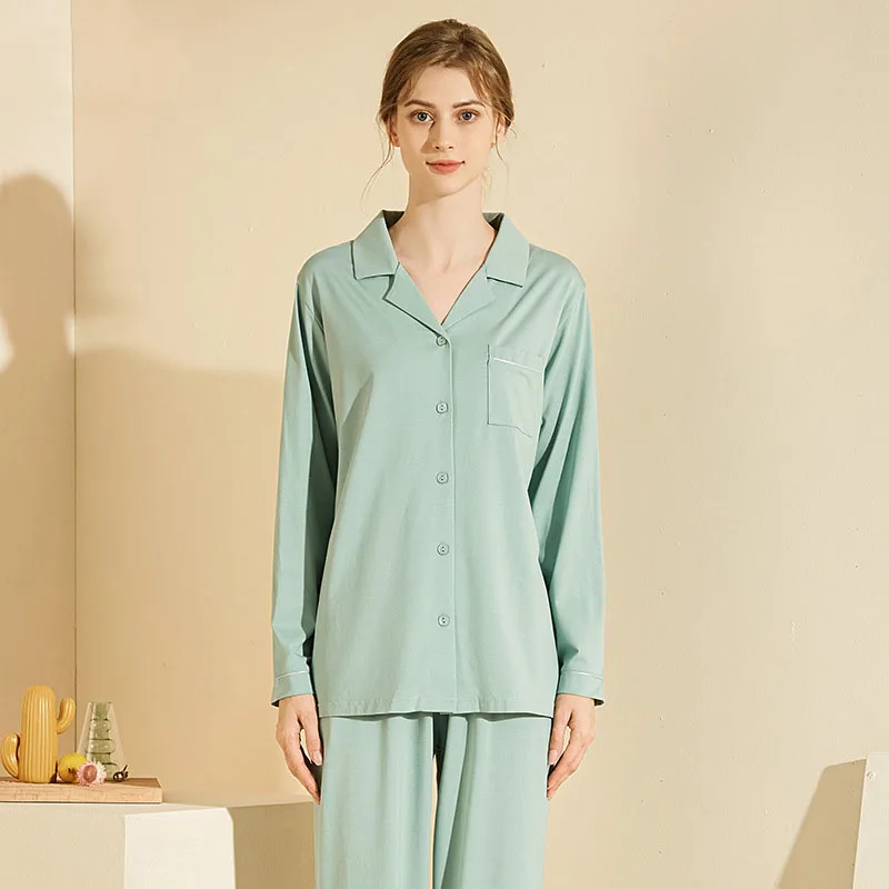 

Women's Pajamas Home Wear Long Sleeve Lapel Sleepwear Female Single-Breasted Nightwear Trouser Suits Ladies' Suit Home Clothes