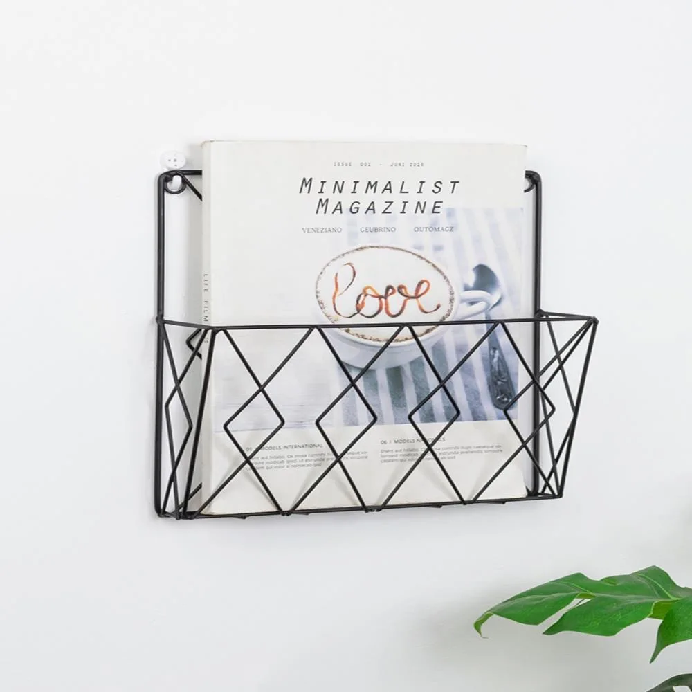 

Wall-mounted Book Storage Rack Modern Metal Wrought Iron Wall Shelf Home Bedroom Study Wall Home Storage Organizer Case