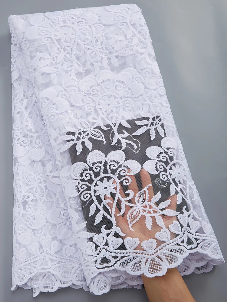 

Африканская кружевная ткань Zhenguiru с блестками, мягкая молочная сетка, тюль, нигерийская французская вышивка, кружевная ткань, материал для женщин A2890