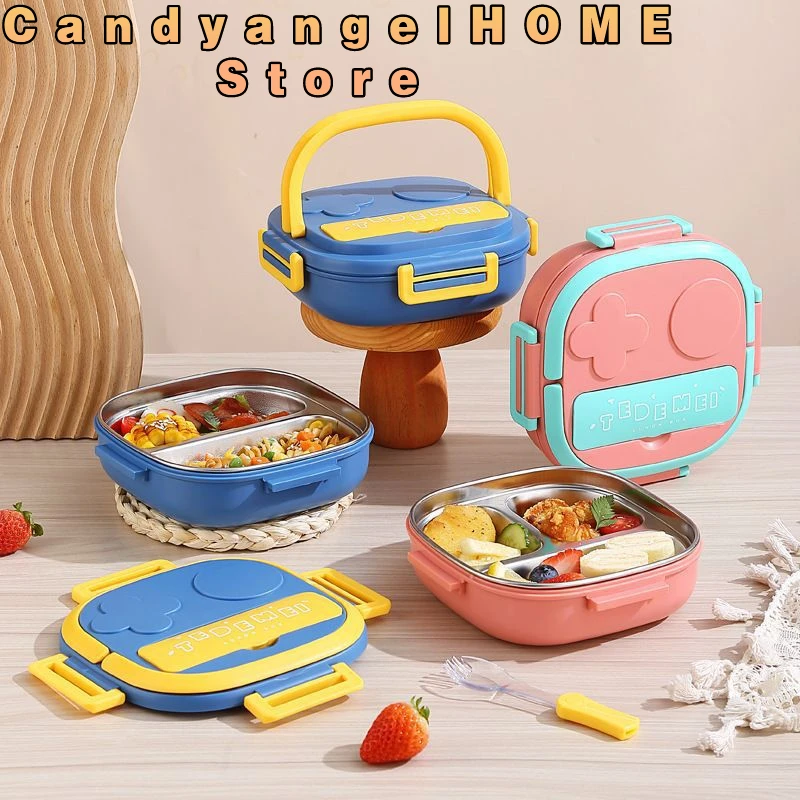 

Lunch Box with Spoon Chopsticks Wheat Straw Dinnerware Food Storage Container Children Kid School Office Microwave Bento Box
