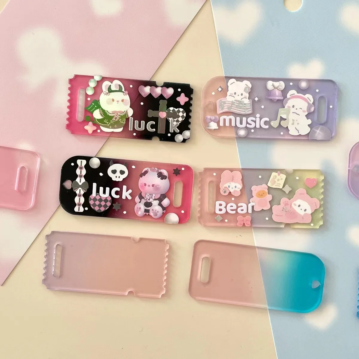 

Creative Gradient DIY ticket stub Stickers Key Chain Pendant Gucca Transparent Acrylic decorative pendant Stationery