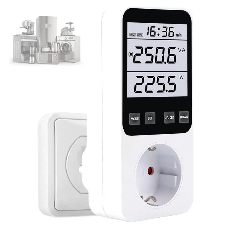 

Power Meter Plug Electrical Usage Monitor Power Consumption Auto Cost Calculator Plug-in Voltage Meter With Overload Protection